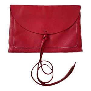 ZARA Cow pebbled Leather red envelope purse with magnetic closure